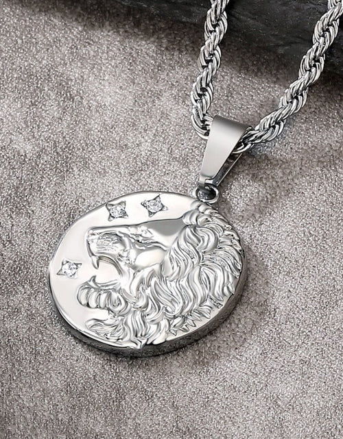 Load image into Gallery viewer, Lion Head Coin Pendant Necklace by Bling Proud | Urban Jewelry Online Store
