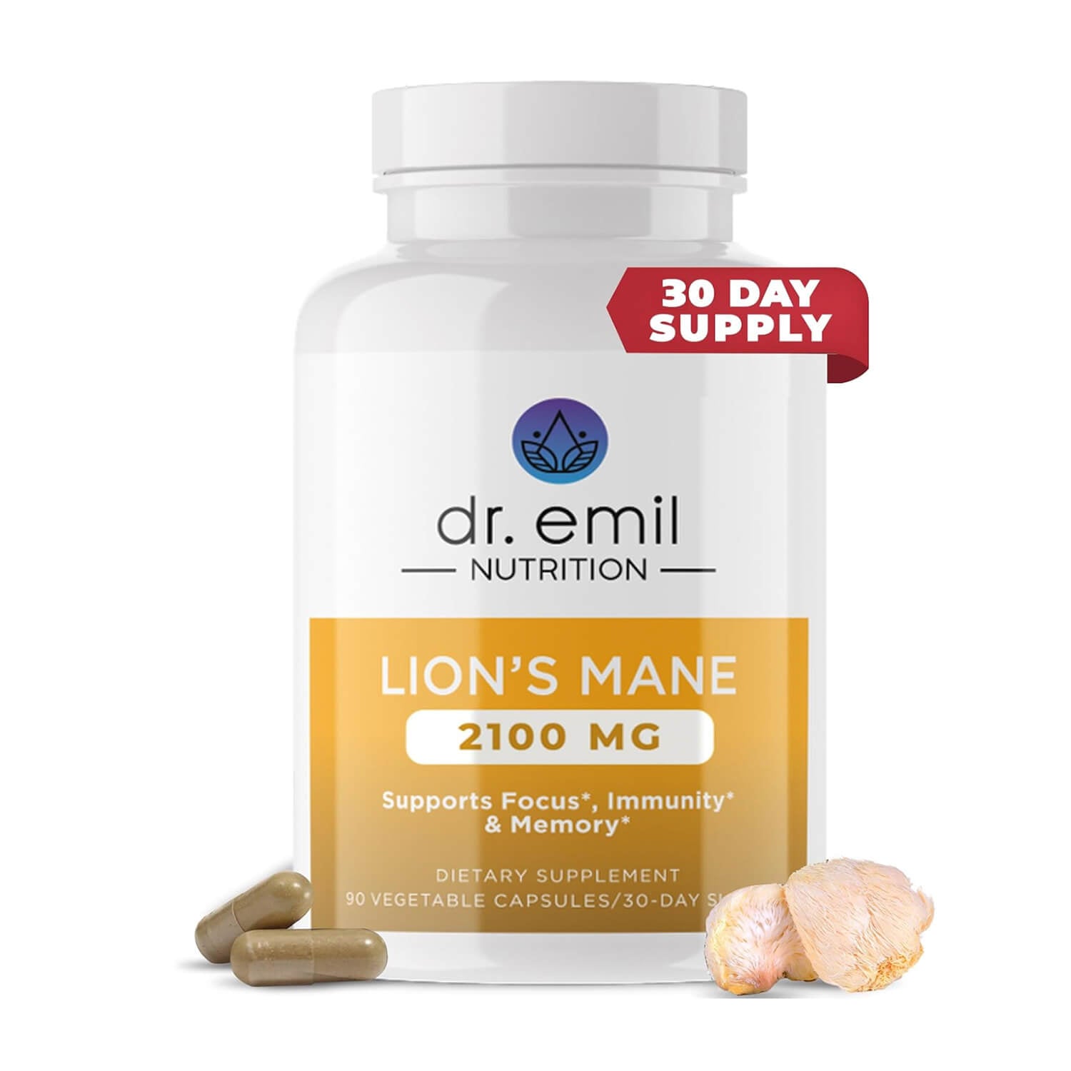 Lions Mane Mushroom Capsules by Dr Emil Nutrition