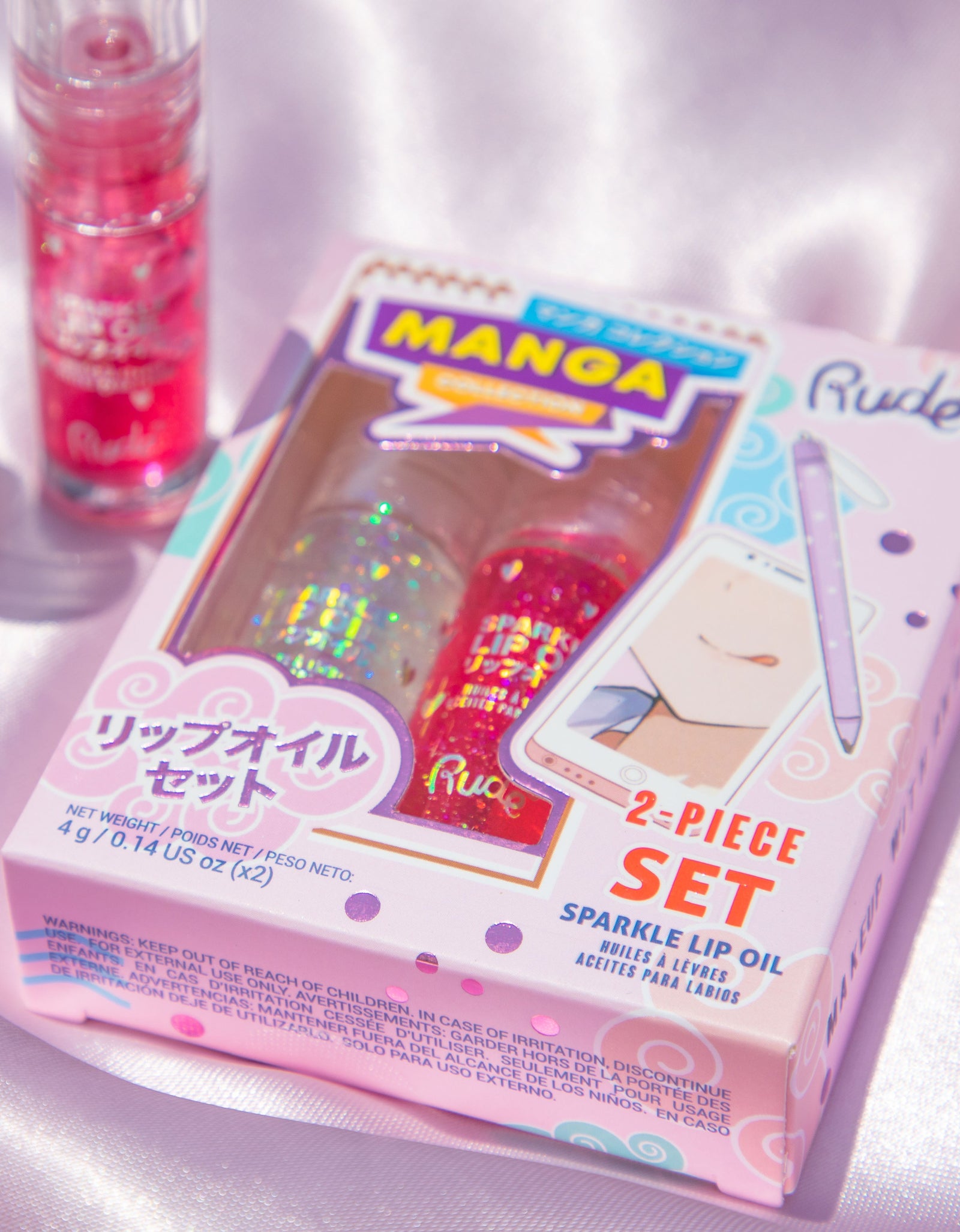 RUDE Manga Sparkle Lip Oil Duo Set - Watermelon / Mint