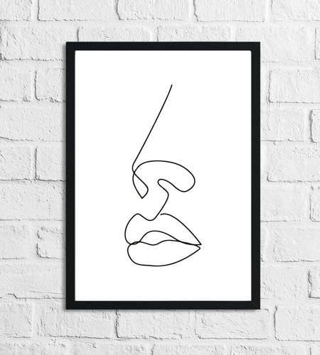 Lips Nose Simple Line Work Bedroom Wall Decor Print by WinsterCreations™ Official Store