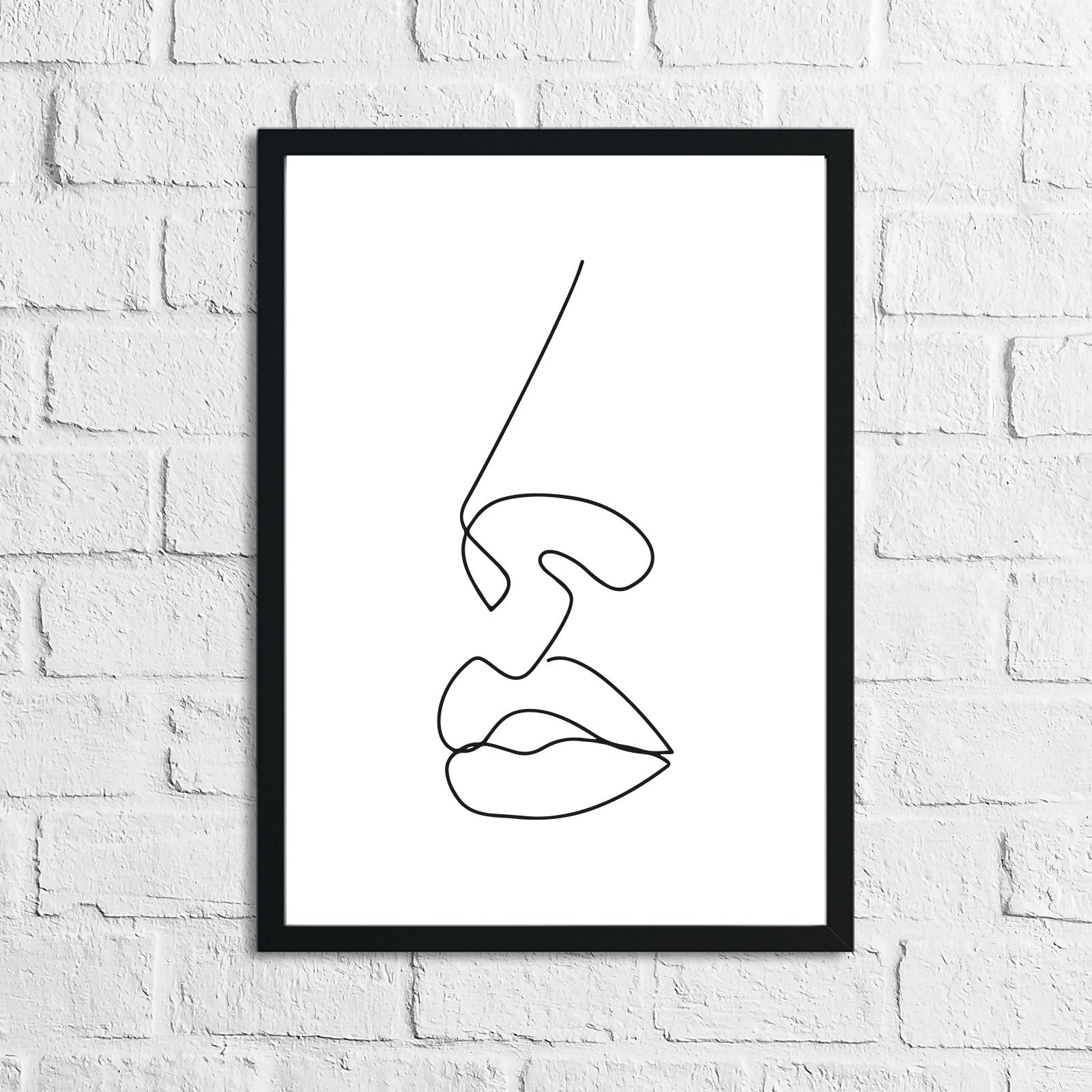 Lips Nose Simple Line Work Bedroom Wall Decor Print by WinsterCreations™ Official Store