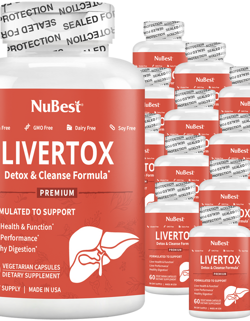 Load image into Gallery viewer, LiverTox, Advanced Formula for Liver Detox, Cleanse &amp; Digestion, 60 Vegan Capsules by NuBest Nutrition®
