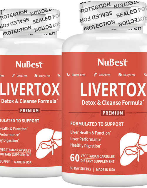 Load image into Gallery viewer, LiverTox, Advanced Formula for Liver Detox, Cleanse &amp; Digestion, 60 Vegan Capsules by NuBest Nutrition®
