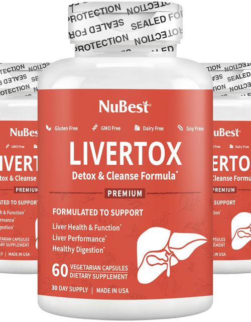 Load image into Gallery viewer, LiverTox, Advanced Formula for Liver Detox, Cleanse &amp; Digestion, 60 Vegan Capsules by NuBest Nutrition®
