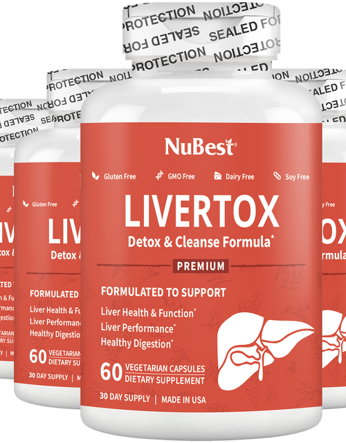 Load image into Gallery viewer, LiverTox, Advanced Formula for Liver Detox, Cleanse &amp; Digestion, 60 Vegan Capsules by NuBest Nutrition®
