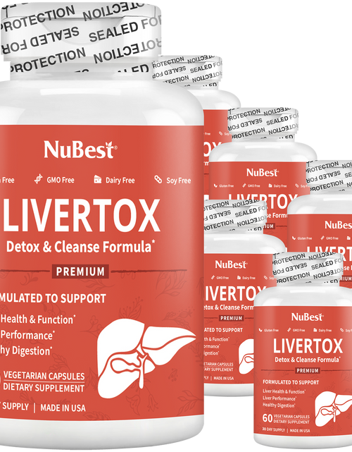 Load image into Gallery viewer, LiverTox, Advanced Formula for Liver Detox, Cleanse &amp; Digestion, 60 Vegan Capsules by NuBest Nutrition®
