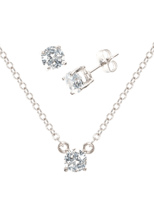 Load image into Gallery viewer, White Gold Cubic Zirconia Necklace and Earring Set for Women by Hollywood Sensation®
