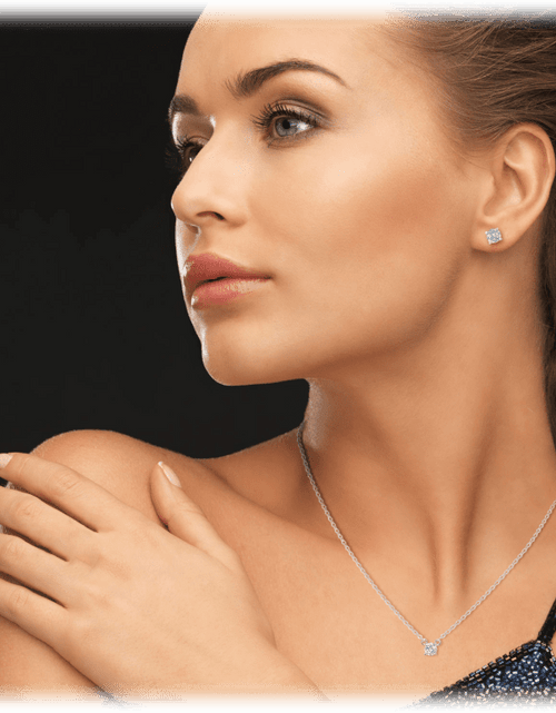 Load image into Gallery viewer, White Gold Cubic Zirconia Necklace and Earring Set for Women by Hollywood Sensation®
