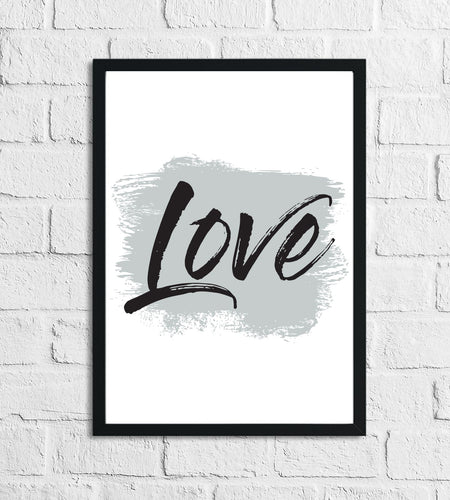 Love Grey Brush Wall Decor Bedroom Print by WinsterCreations™ Official Store