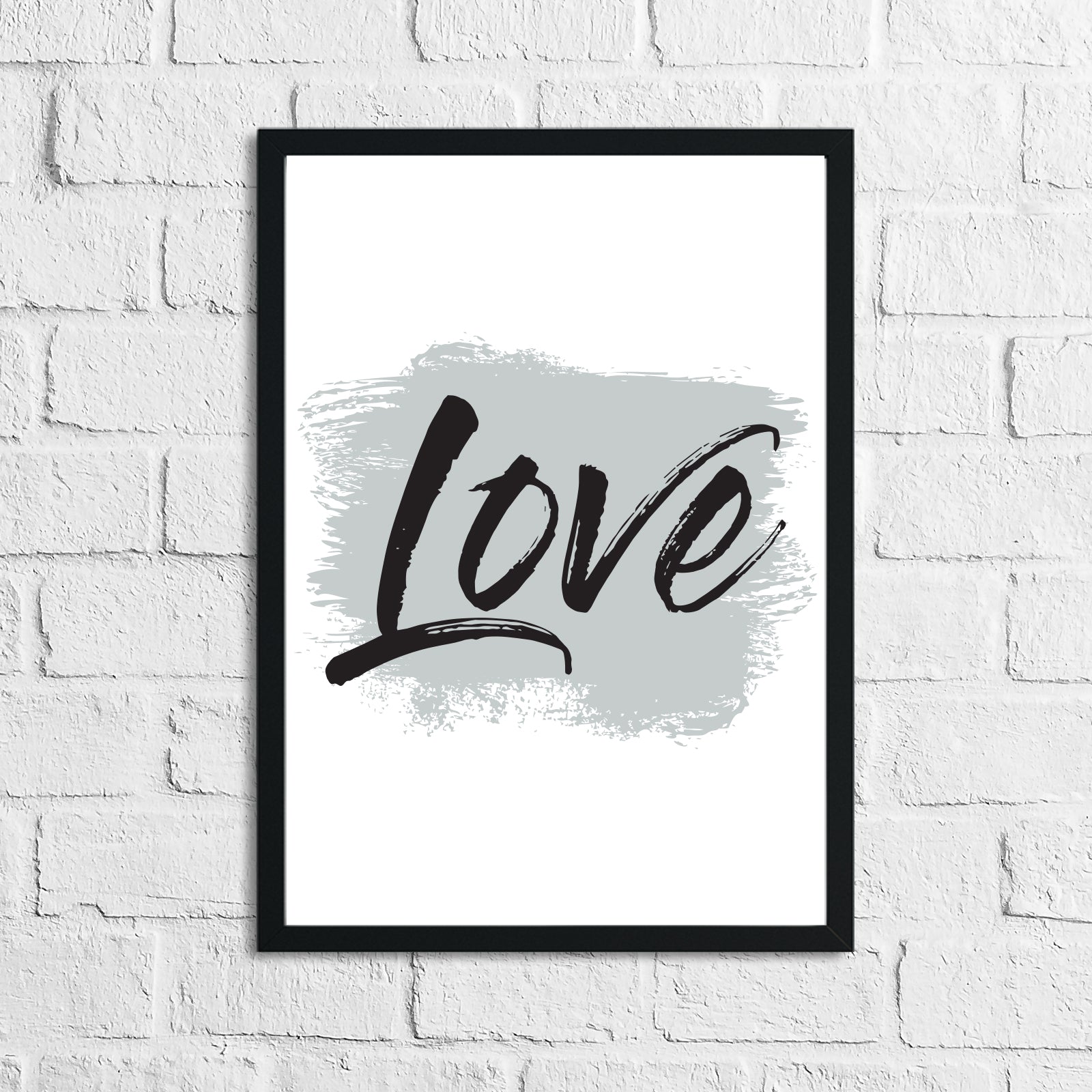 Love Grey Brush Wall Decor Bedroom Print by WinsterCreations™ Official Store