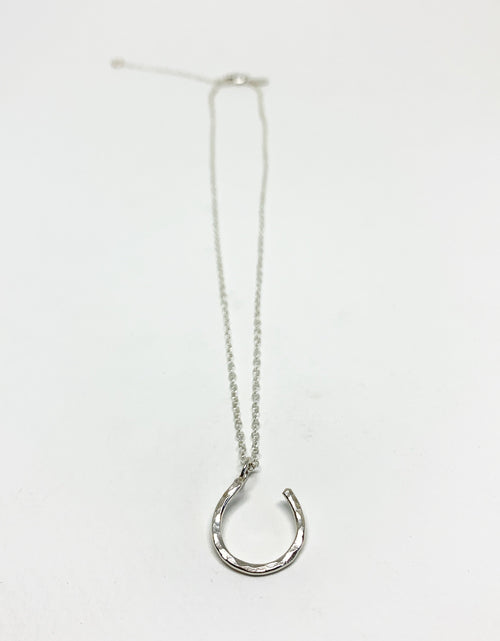 Load image into Gallery viewer, Hanging Lucky Horseshoe Charm Necklace by Jennifer Cervelli Jewelry
