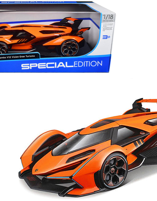 Load image into Gallery viewer, Lamborghini V12 Vision Gran Turismo Orange Metallic "Special Edition" 1/18 Diecast Model Car by Maisto
