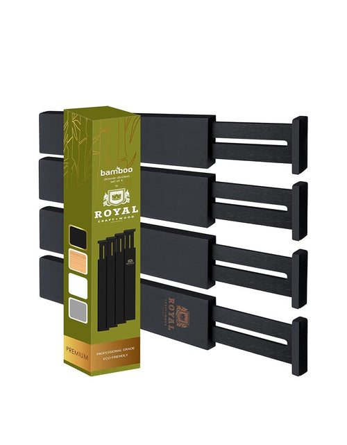 Load image into Gallery viewer, Wooden Drawer Separators Set of 4 Black Color by Royal Craft Wood
