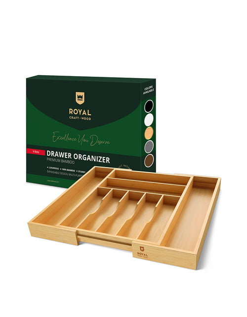Load image into Gallery viewer, Silverware Drawer Organizer 9 Slots by Royal Craft Wood

