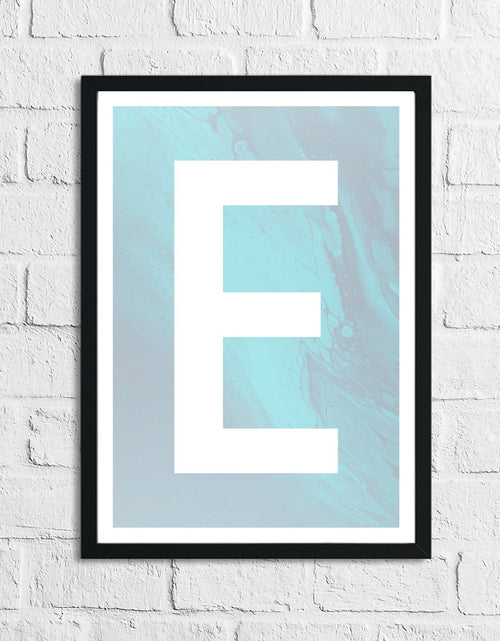 Load image into Gallery viewer, Personalised Blue Marble Initial Children's Teenager Room Wall Decor Print by WinsterCreations™ Official Store
