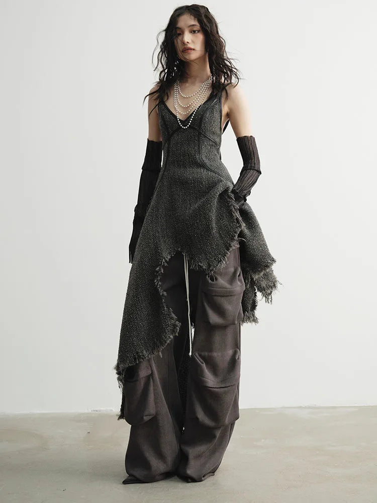 Frandie Asymmetrical Frayed Dress by Marigold Shadows