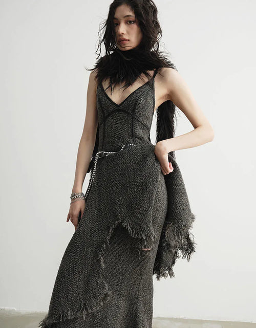 Load image into Gallery viewer, Frandie Asymmetrical Frayed Dress by Marigold Shadows
