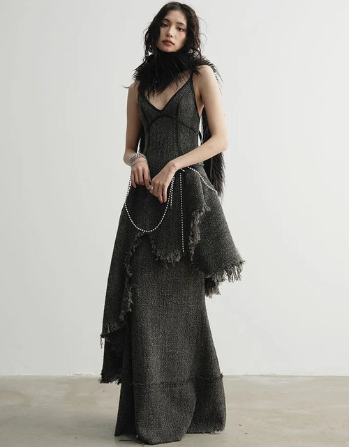 Load image into Gallery viewer, Frandie Asymmetrical Frayed Dress by Marigold Shadows
