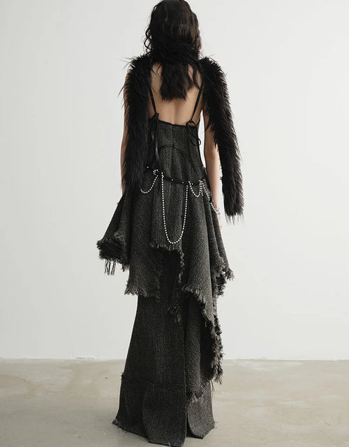 Load image into Gallery viewer, Frandie Asymmetrical Frayed Dress by Marigold Shadows

