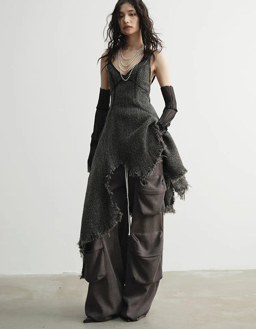 Load image into Gallery viewer, Frandie Asymmetrical Frayed Dress by Marigold Shadows
