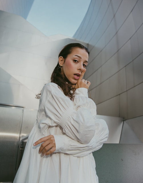 Load image into Gallery viewer, Hotaru Long Sleeve Pleated Shirt Dress - White by Marigold Shadows
