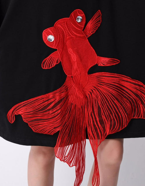 Load image into Gallery viewer, Kingyo Embroidered Goldfish Dress by Marigold Shadows
