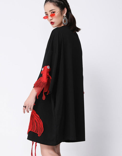 Load image into Gallery viewer, Kingyo Embroidered Goldfish Dress by Marigold Shadows
