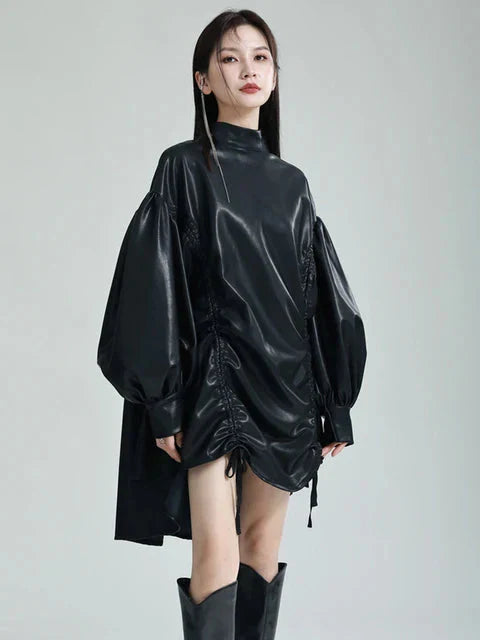 Load image into Gallery viewer, Paoula Ruched Dress - Black by Marigold Shadows
