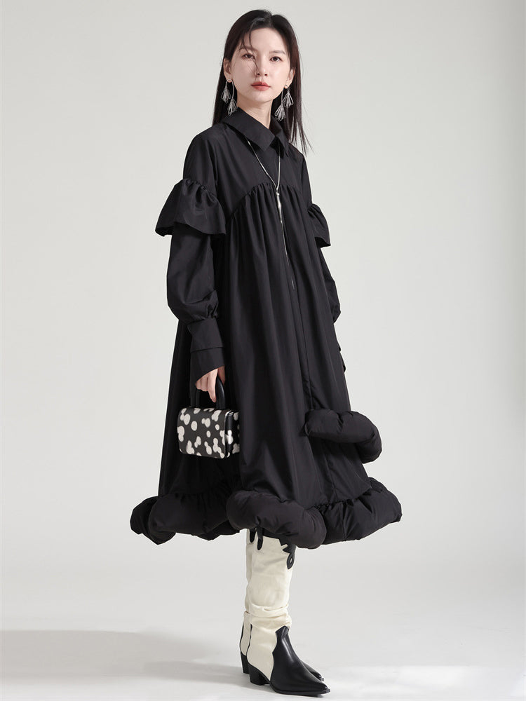 Plufey Long Sleeve Puff Dress - Black by Marigold Shadows