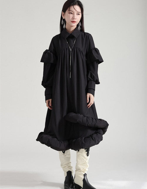 Load image into Gallery viewer, Plufey Long Sleeve Puff Dress - Black by Marigold Shadows
