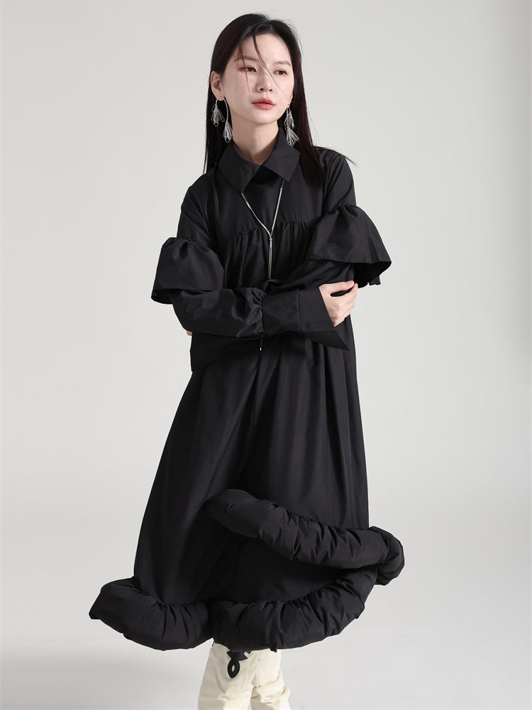 Plufey Long Sleeve Puff Dress - Black by Marigold Shadows