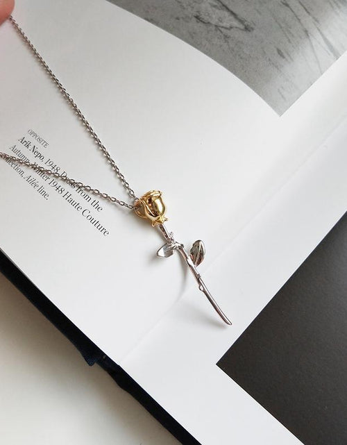 Load image into Gallery viewer, Azu Thorny Rose Pendant Necklace by Marigold Shadows
