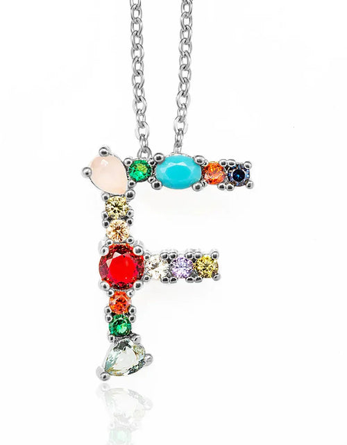 Load image into Gallery viewer, Lettre Multicolor Initial Charm Necklace by Marigold Shadows
