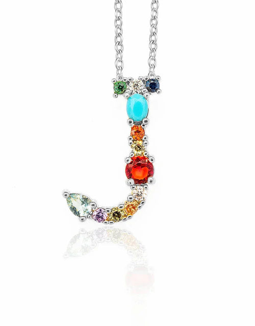 Load image into Gallery viewer, Lettre Multicolor Initial Charm Necklace by Marigold Shadows
