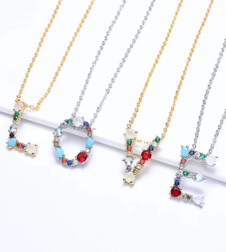 Lettre Multicolor Initial Charm Necklace by Marigold Shadows