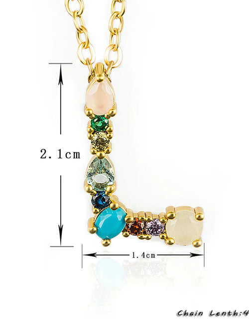 Load image into Gallery viewer, Lettre Multicolor Initial Charm Necklace by Marigold Shadows

