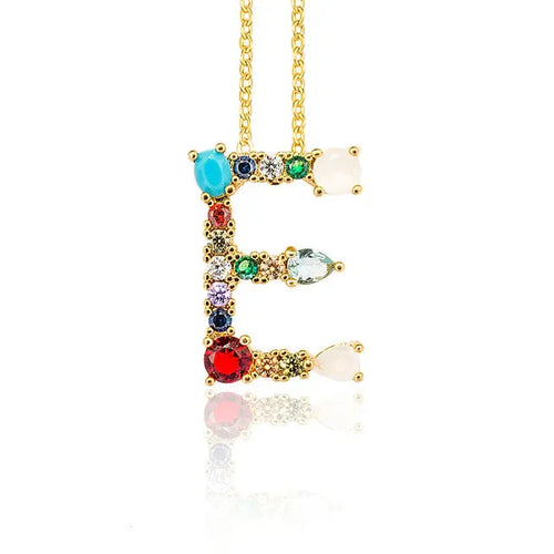 Load image into Gallery viewer, Lettre Multicolor Initial Charm Necklace by Marigold Shadows
