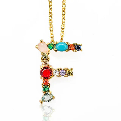 Load image into Gallery viewer, Lettre Multicolor Initial Charm Necklace by Marigold Shadows
