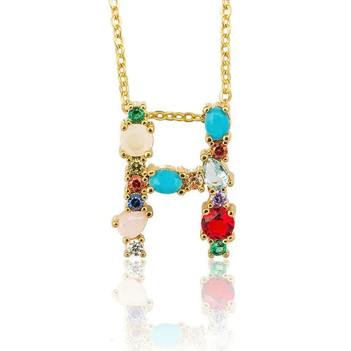 Load image into Gallery viewer, Lettre Multicolor Initial Charm Necklace by Marigold Shadows
