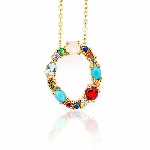Load image into Gallery viewer, Lettre Multicolor Initial Charm Necklace by Marigold Shadows
