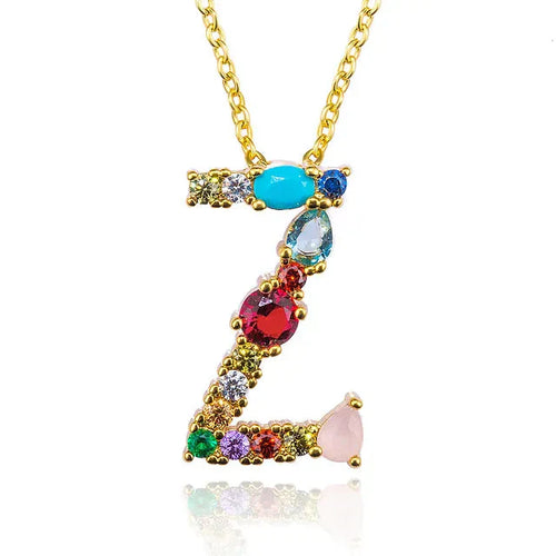 Load image into Gallery viewer, Lettre Multicolor Initial Charm Necklace by Marigold Shadows
