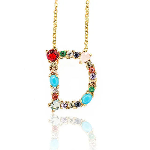 Load image into Gallery viewer, Lettre Multicolor Initial Charm Necklace by Marigold Shadows
