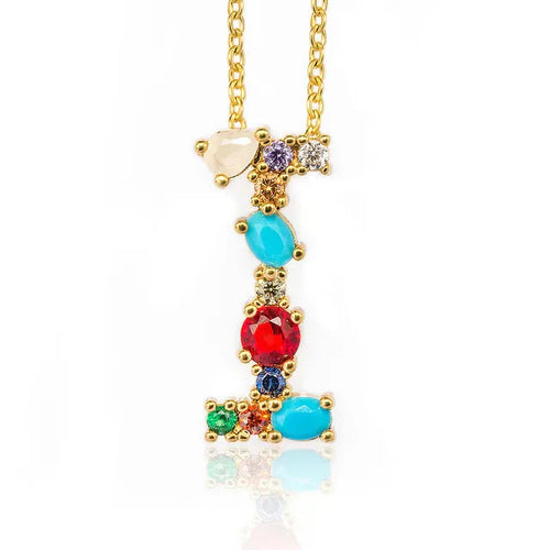 Load image into Gallery viewer, Lettre Multicolor Initial Charm Necklace by Marigold Shadows
