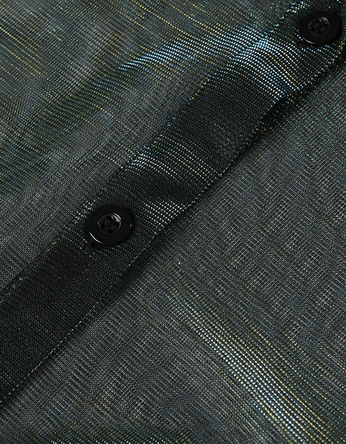 Load image into Gallery viewer, Reece Sheer Shimmer Shirt Dress - Gold Green by Marigold Shadows
