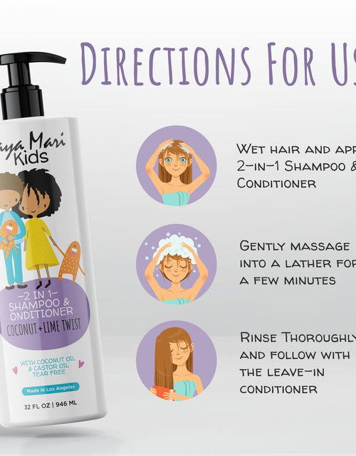 Load image into Gallery viewer, Maya Mari Kids 2-in-1 Shampoo and Conditioner With Coconut Oil and Castor Oil, Creamy Coconut and Lime Twist, Tear-Free, 32 oz by  Los Angeles Brands
