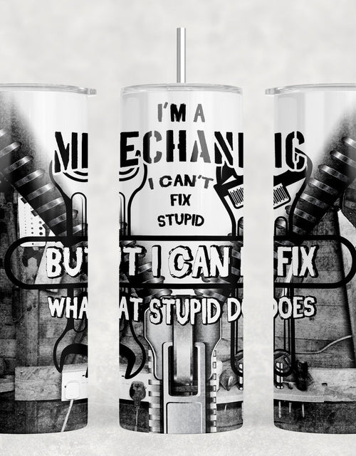 Load image into Gallery viewer, Mechanic - 20 oz Steel Skinny Tumbler - Optional Blue Tooth Speaker - Speaker Color will Vary by Rowdy Ridge Co
