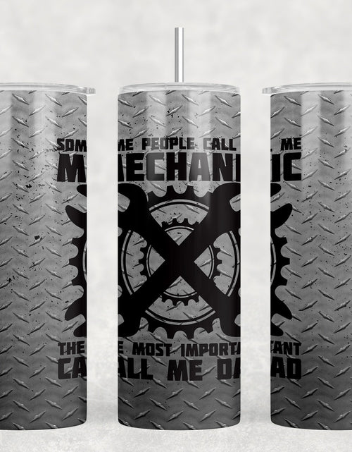 Load image into Gallery viewer, Mechanic Dad|Skinny Tumbler|Optional Bluetooth Speaker| Speaker Color Varies by Rowdy Ridge Co
