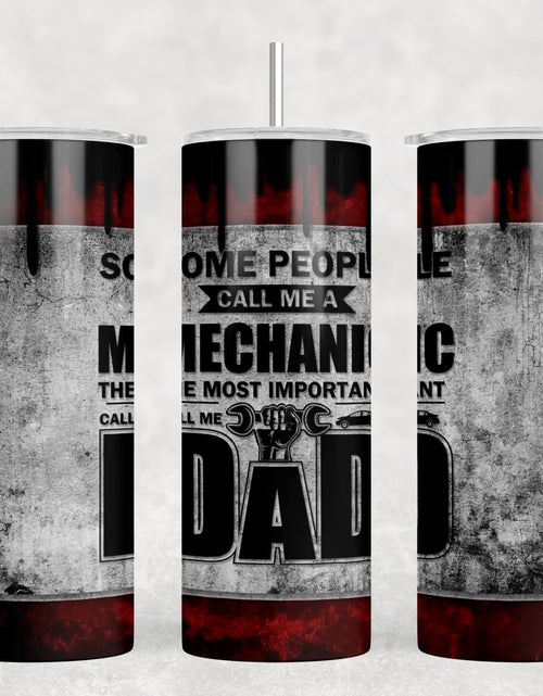 Load image into Gallery viewer, Mechanic Dad|Skinny Tumbler|Optional Bluetooth Speaker| Speaker Color Varies by Rowdy Ridge Co
