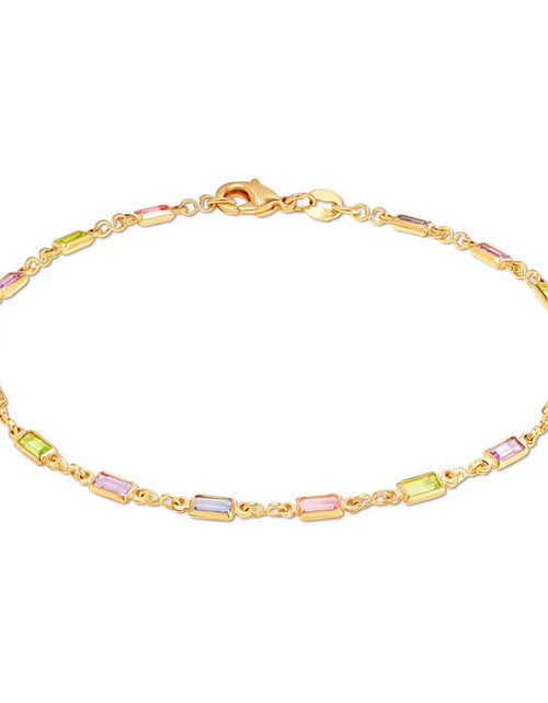Load image into Gallery viewer, RMZ GOLD NYC 18K Gold Baguette Multi Stone Crystal Bracelet for Women- Made in Brazil
