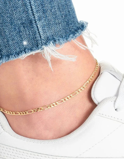 Load image into Gallery viewer, RMZ GOLD NYC 18K Gold Plated 4mm Figaro Anklet
